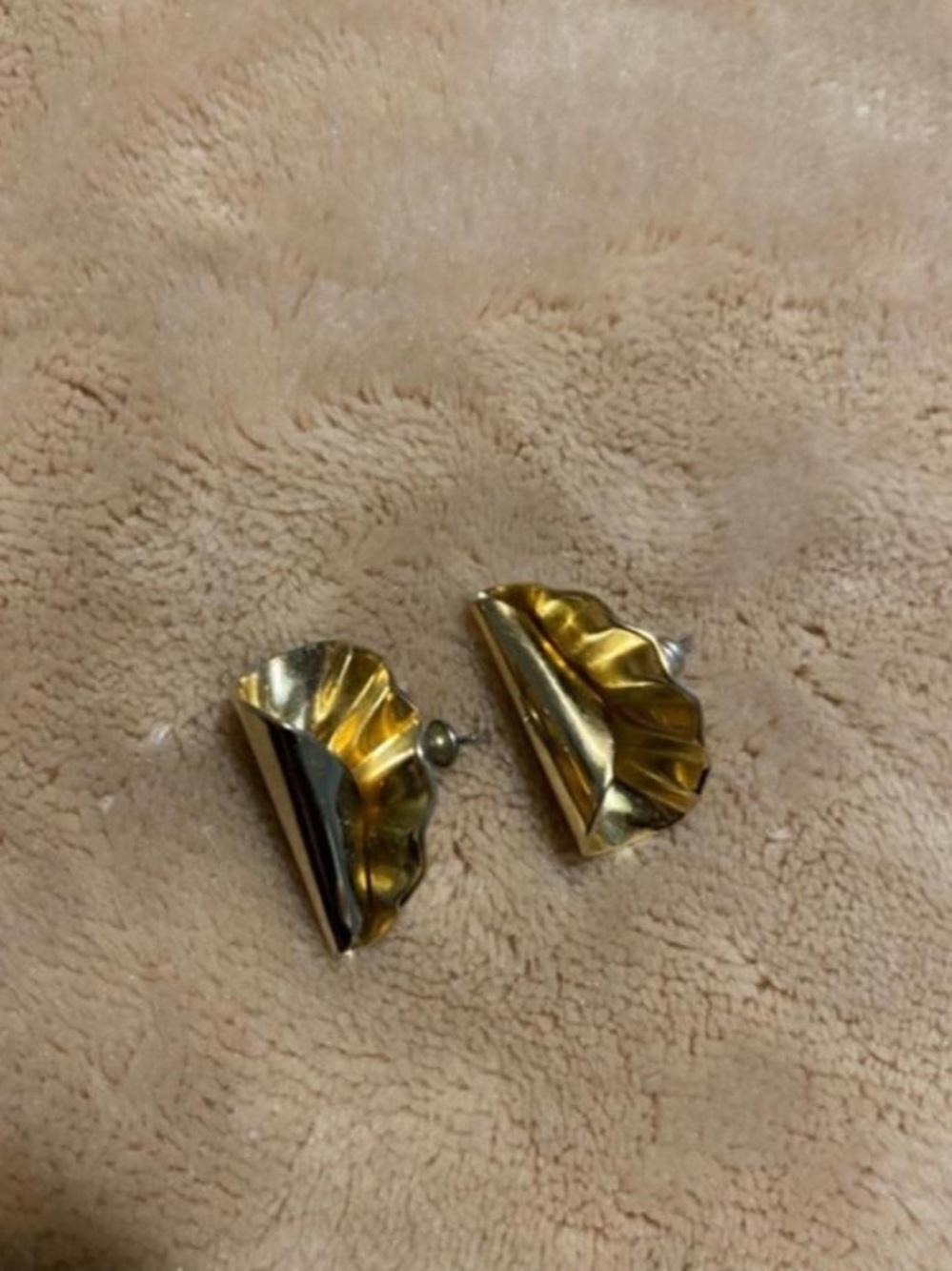 Gold-tone Sculpted Crinkle Earrings